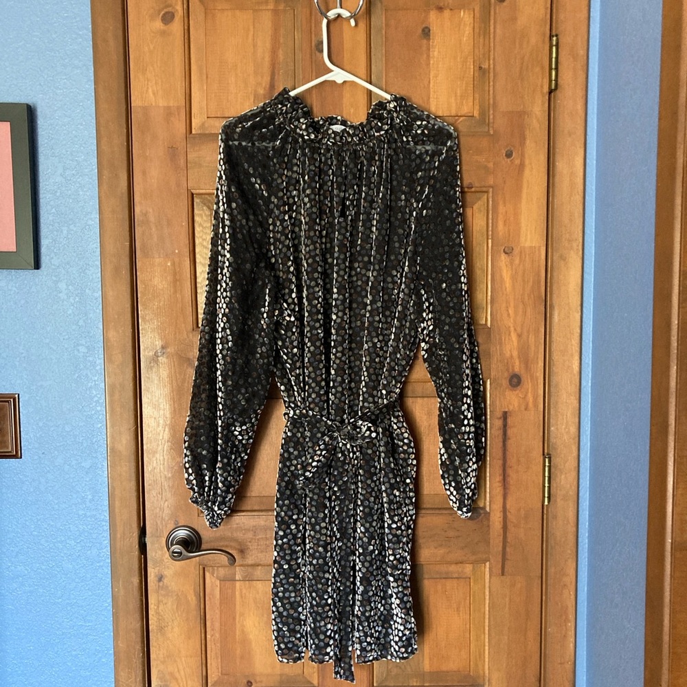 ELOQUII Elements Velvet Flock Dot Easy Dress Sz 14/16